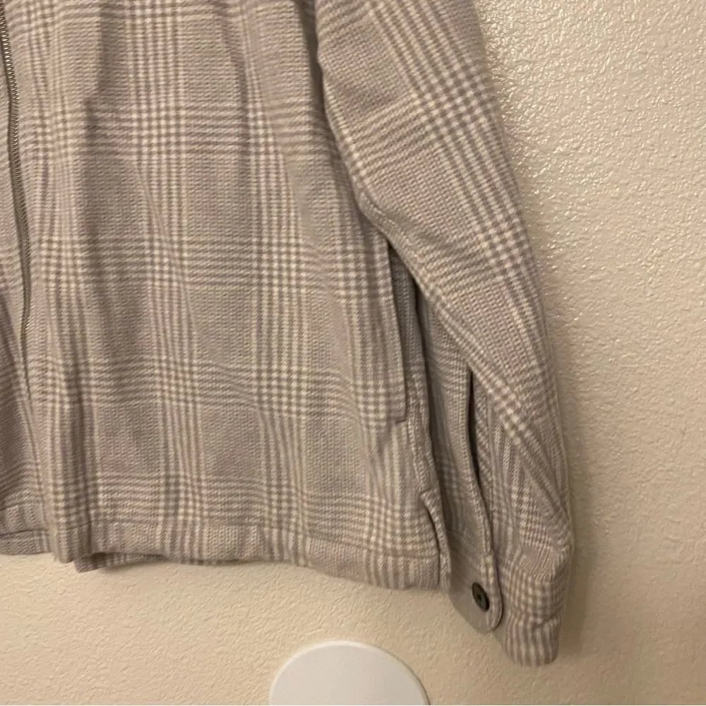 Abercrombie & fitch soft AF plaid full zip jacket gray plaid cotton relaxed L
